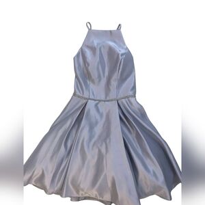 B. Darlin Rhinestone-Waist Lace-Up-Back Halter Dress